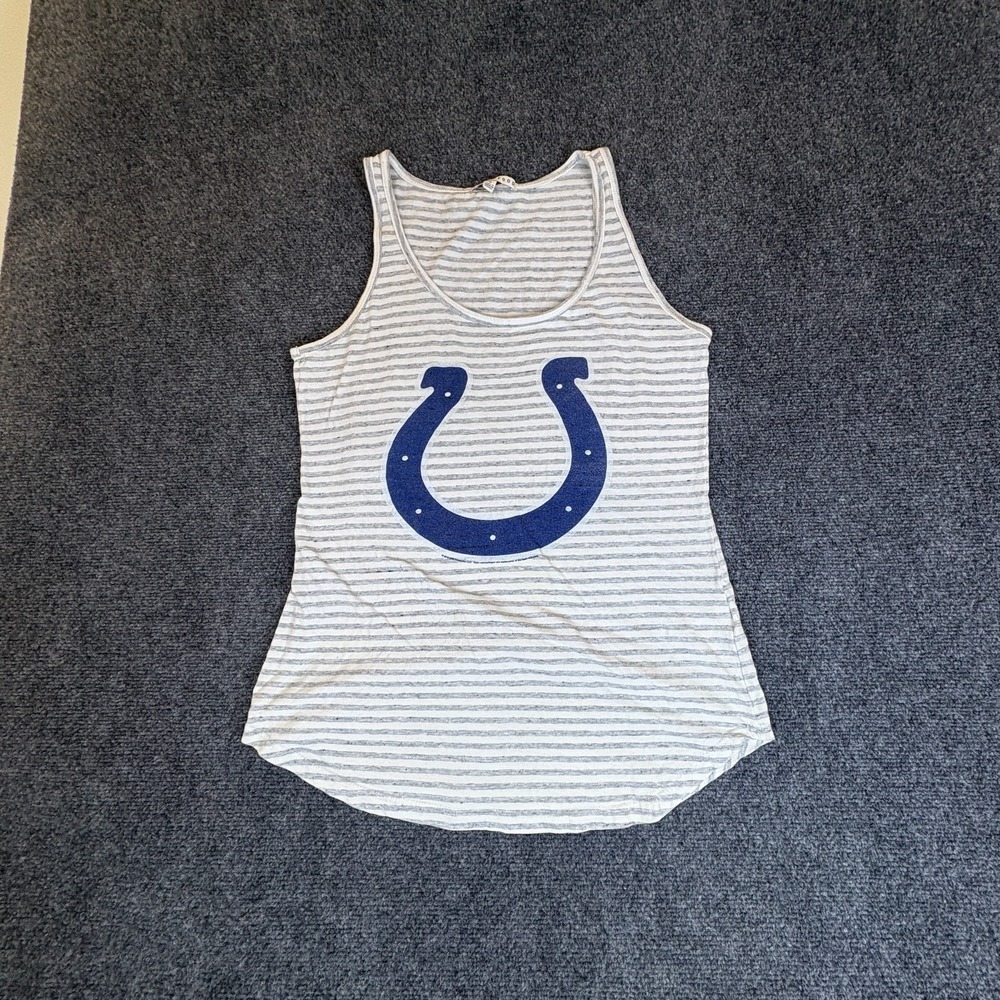 Junk Food Indianapolis Colts Football NFL Tank Top Womens M Gray White Striped